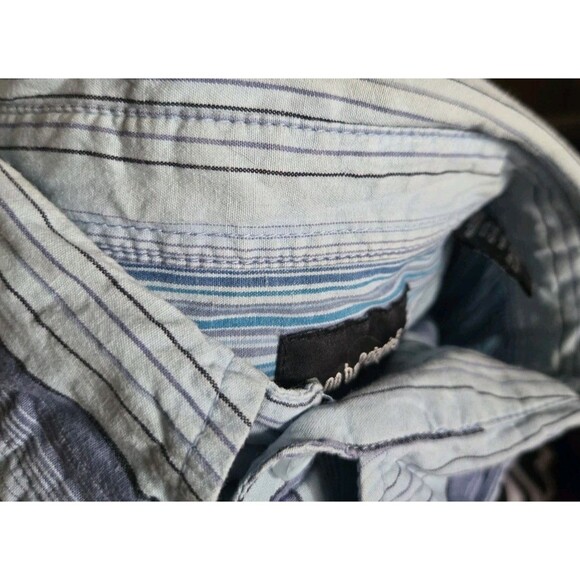 Mens No Boundaries Button Up Blue Striped Long Sleeve Dress Shirt 2XL XXL Top - Picture 12 of 16